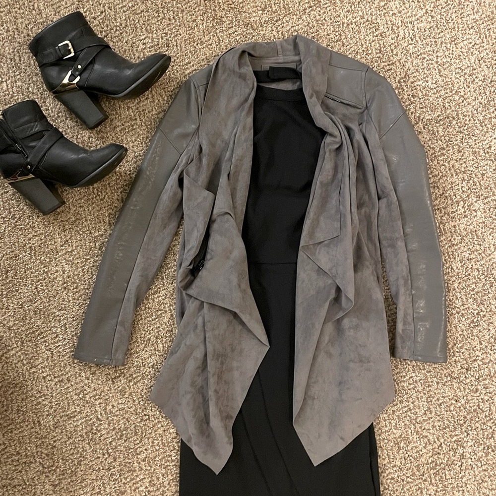 Anthropologie Blank NYC faux gray suede/leather jacket